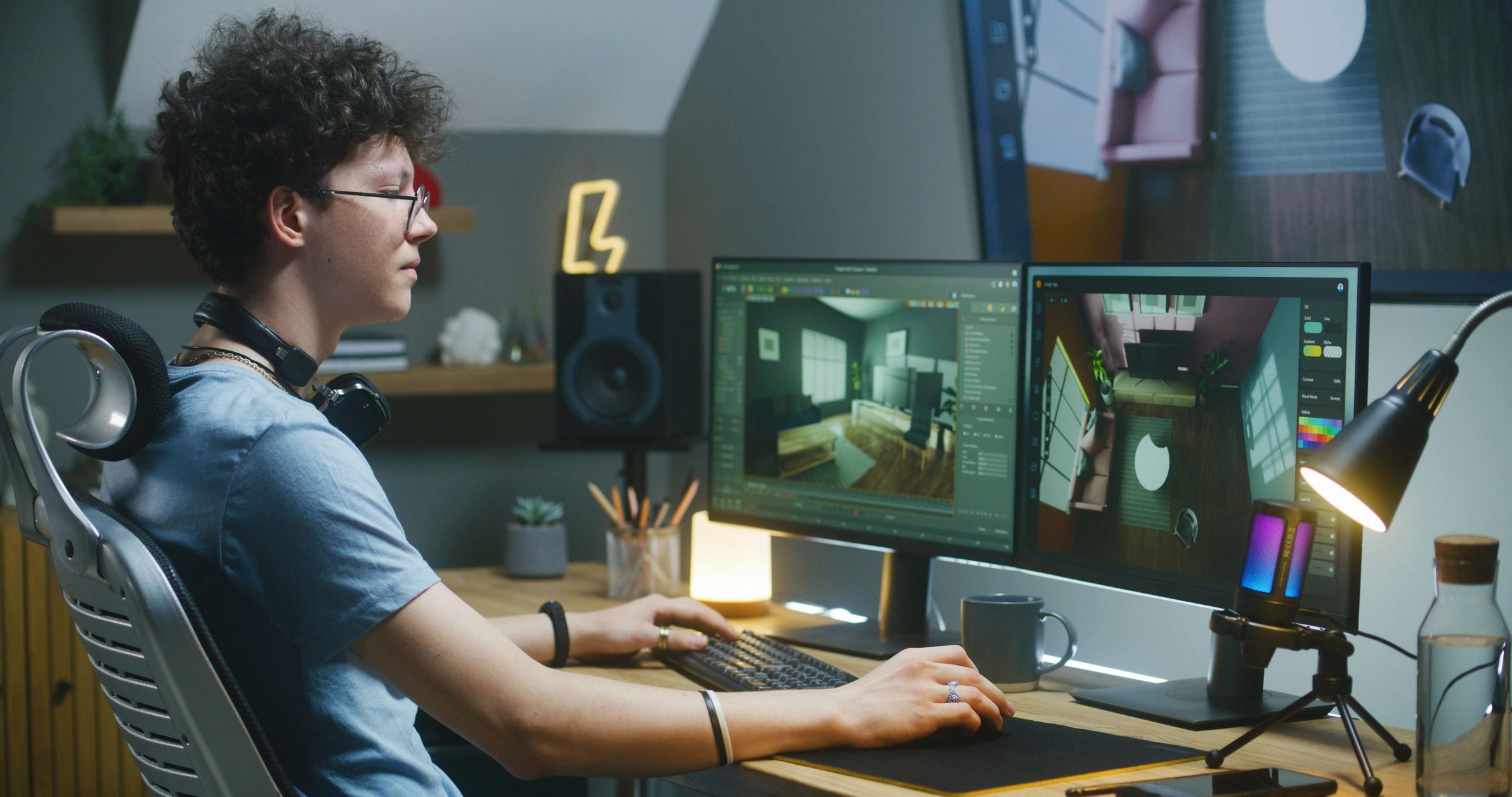 Creator working across multiple screens
